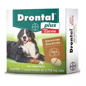 Vermicida & Giardicida Drontal® Plus<BR>- Via Oral<BR>- Carne<BR>- 2 Comprimidos<BR>- 2,718mg<BR>- Elanco