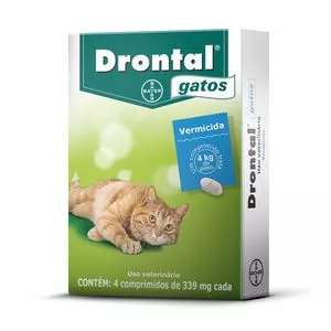 Vermicida & Giardicida Drontal® Gatos<BR>- Via Oral<BR>- 4 Comprimidos<BR>- 339mg<BR>- Elanco