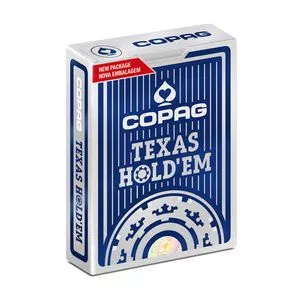 Baralho Texas Hold'Em<BR>- Azul & Branco<BR>- 55 Cartas<BR>- Copag