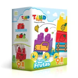 Blocos Para Montar Tand Carrinho De Frutas<BR>- Amarelo & Vermelho<BR>- 4Pçs<BR>- Toyster