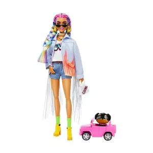 Boneca Barbie® Rainbow Braids<BR>- Azul Claro & Lilás<BR>- 32,39x6,67x25,4cm