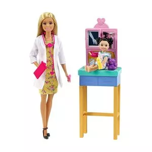 Boneca Barbie® Pediatra<BR>- Branca & Rosa<BR>- 32,39x6,03x21,59cm