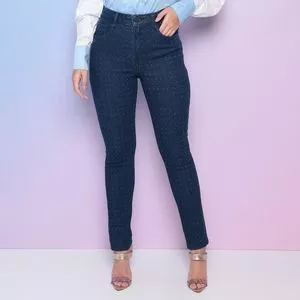 Calça Jeans Skinny Com Bolsos<BR>- Azul Escuro & Azul Claro