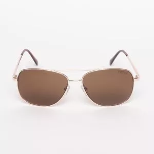 Óculos De Sol Retangular<BR>- Dourado & Marrom<BR>- Triton Eyewear