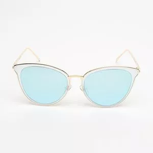 Óculos De Sol Arredondado<BR>- Azul Claro & Dourado<BR>- Triton Eyewear