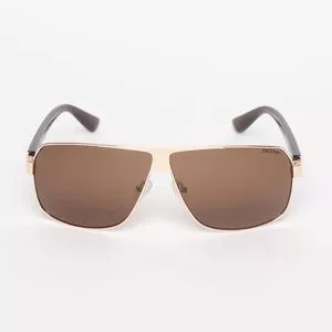 Óculos De Sol Retangular<BR>- Dourado & Marrom<BR>- Triton Eyewear