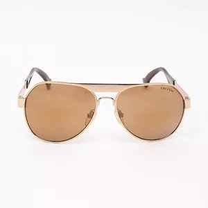Óculos De Sol Aviador<BR>- Dourado & Marrom Escuro<BR>- Triton Eyewear
