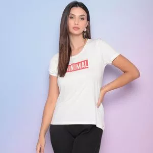 Camiseta Animal<BR>- Off White & Laranja