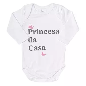 Body Princesa Da Casa<BR>- Branco & Rosa