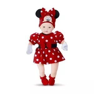 Boneca Recém Nascido Minnie Mouse®<BR>- Bege & Vermelha<BR>- 30,5x52x20,5cm