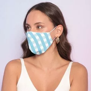 Máscara De Proteção Em Tecido<BR>- Branca & Azul Claro<BR>- 12,5x20cm<BR>- Chocoleite