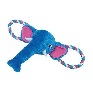 Brinquedo Elefante Em Pelúcia Com Corda<BR>- Azul & Rosa<BR>- 8x43x34cm<BR>- Chalesco