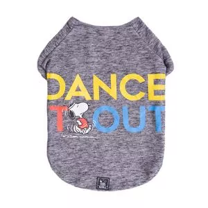 Camiseta De Inverno Snoopy® Dance It Out<BR>- Cinza & Amarela<BR>- Ø63xØ81cm<BR>- Zooz Pets
