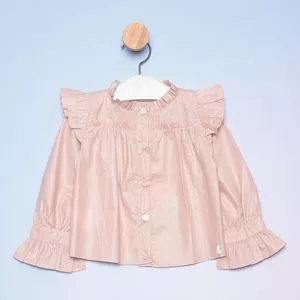 Camisa Com Recortes<BR>- Rosa<BR>- Mini Lady