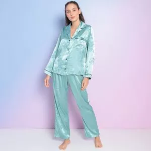 Pijama Acetinado<BR>- Verde Água