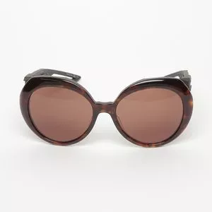 Óculos De Sol Redondo<BR>- Marrom & Preto