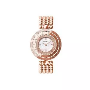 Relógio Analógico V192<BR>- Rosê Gold & Branco<BR>- Versace