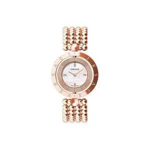 Relógio Analógico V199<BR>- Rosê Gold & Branco<BR>- Versace