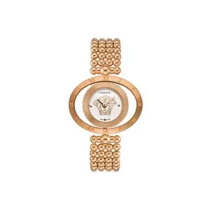Relógio Analógico V258<BR>- Branco & Rose Gold<BR>- Versace