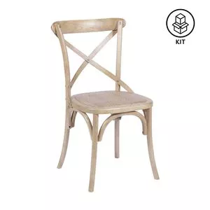 Jogo De Cadeiras Cross<BR>- Madeira Clara<BR>- 2Pçs<BR>- Or Design
