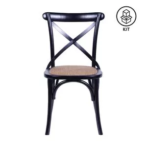 Jogo De Cadeiras Cross<BR>- Preto & Bege<BR>- 2Pçs<BR>- Or Design