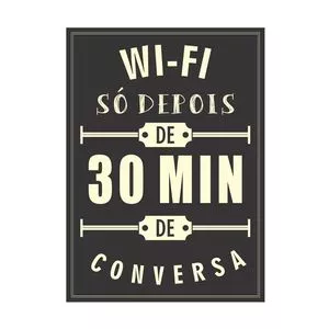 Placa Decorativa Wi-Fi<BR>- Preta & Off White<BR>- 20x30x0,3cm<BR>- Kapos