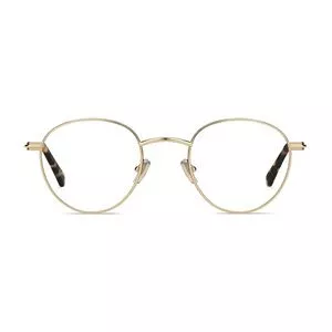 Armação Arredondada Para Óculos De Grau<BR>- Dourada & Marrom<BR>- Jimmy Choo