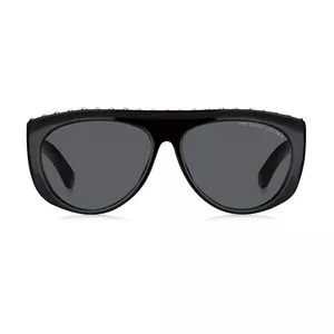 Óculos De Sol Retangular<BR>- Cinza Escuro & Preto<BR>- Marc Jacobs