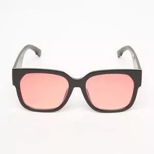 Óculos De Sol Quadrado<BR>- Vermelho & Preto<BR>- Les Bains Paris
