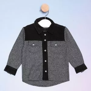 Camisa Infantil Xadrez<BR>- Preta & Cinza
