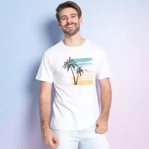 Camiseta Sunset<BR>- Branca & Azul