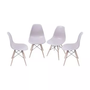 Jogo De Cadeiras Eames<BR>- Fendi & Madeira<BR>- 4Pçs<BR>- Or Design