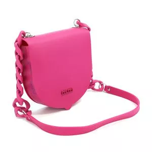 Bolsa Transversal Com Tag<BR>- Pink<BR>- 17x16x9cm