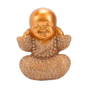Buda Decorativo Não Ouço<BR>- Cobre & Prateado<BR>- 12x6x5cm<BR>- Anna Therapy