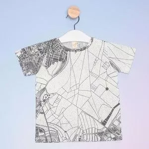 Camiseta Infantil Abstrata<BR>- Cinza Claro & Cinza Escuro