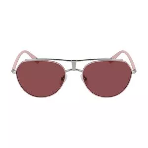 Óculos De Sol Arredondado<BR>- Vermelho Escuro & Prateado<BR>- Calvin Klein Jeans