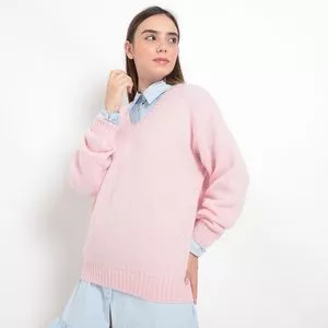 Suéter Com Lã<BR>- Rosa Claro<BR>- Prada
