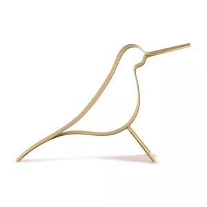 Escultura Pássaro<BR>- Dourada<BR>- 19x28,5x7cm<BR>- Mart