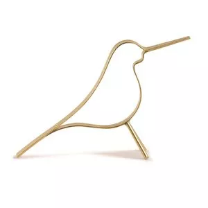 Escultura Pássaro<BR>- Dourada<BR>- 14,5x40x12cm<BR>- Mart
