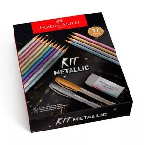 Kit Metallic Faber-Castell<BR>- Preto & Vermelho<BR>- 17Pçs<BR>- 19,6x22x12,9cm<BR>- Faber Castell