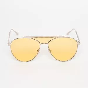 Óculos De Sol Arredondado<BR>- Amarelo & Prateado<BR>- Jimmy Choo
