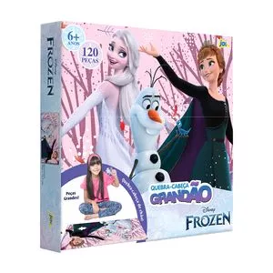 Quebra-Cabeça Grandão Frozen®<BR>- Rosa Claro & Roxo<BR>- 120Pçs<BR>- Toyster