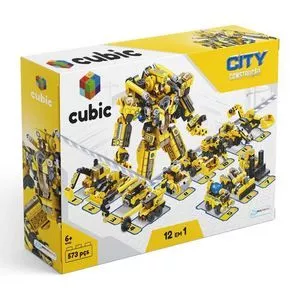 Blocos De Montar Cubic City Construção<BR>- Amarelo & Preto<BR>- 573Pçs