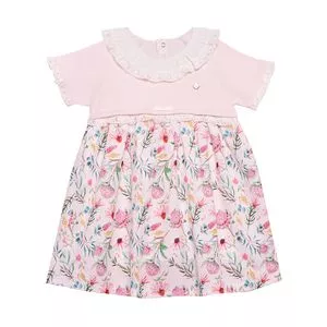 Vestido Infantil Floral<BR>- Rosa Claro & Verde<BR>- Pinoti Baby & Kids