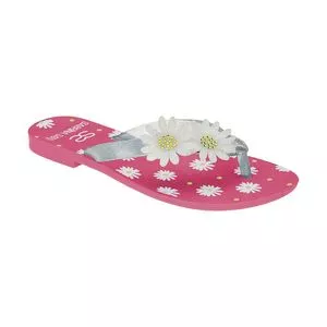 Chinelo Com Flores<BR>- Incolor & Pink