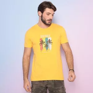 Camiseta Coqueiros<BR>- Amarela & Branca