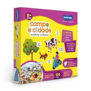 Quebra-Cabeça Campo & Cidade<BR> - Roxo & Amarelo<BR> - 120Pçs<BR> - Toyster
