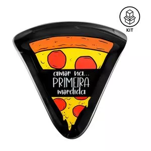 Jogo De Pratos De Pizza<BR>- Preto & Amarelo<BR>- 1,5x23,5x24cm<BR>- Decor Glass