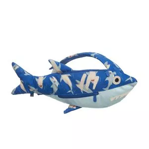 Mochila Transversal Tubarão<BR>- Azul & Cinza<BR>- 26x53x10,5cm