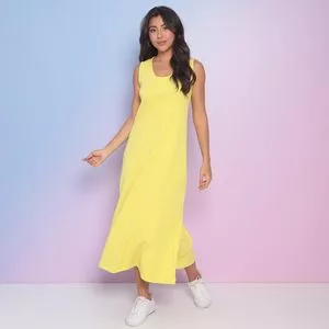 Vestido Midi Básico<BR>- Amarelo<BR>- Confra Lovers